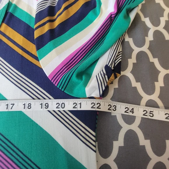 Allison Brittney Green Multicolor Striped Dress Sz XL - Picture 7 of 8